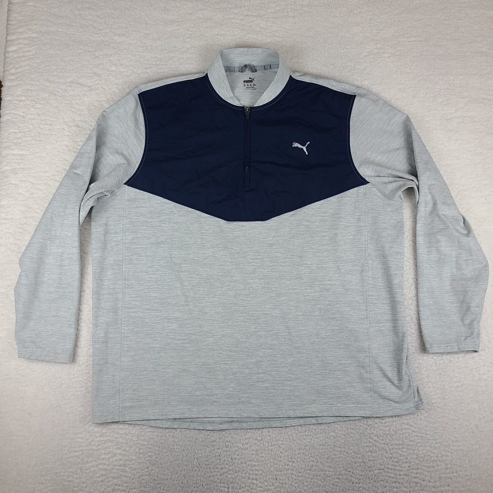 PUMA Sweater Mens 3XL XXXL Navy Gray Performance Tech Golf